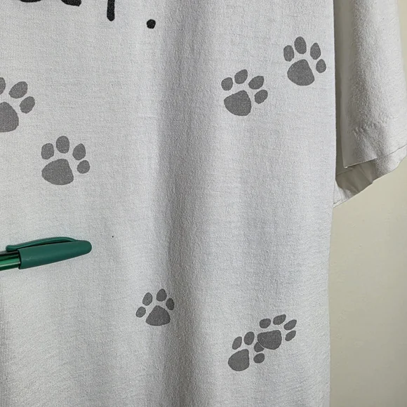 Vintage Hallmark Single Stitch White Tee I Love My Cat Paw Prints Womans Sz XL - Picture 11 of 11